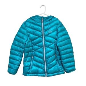 Gerry Puffer Jacket Hoodie Sz M-10/12 Color Green blue